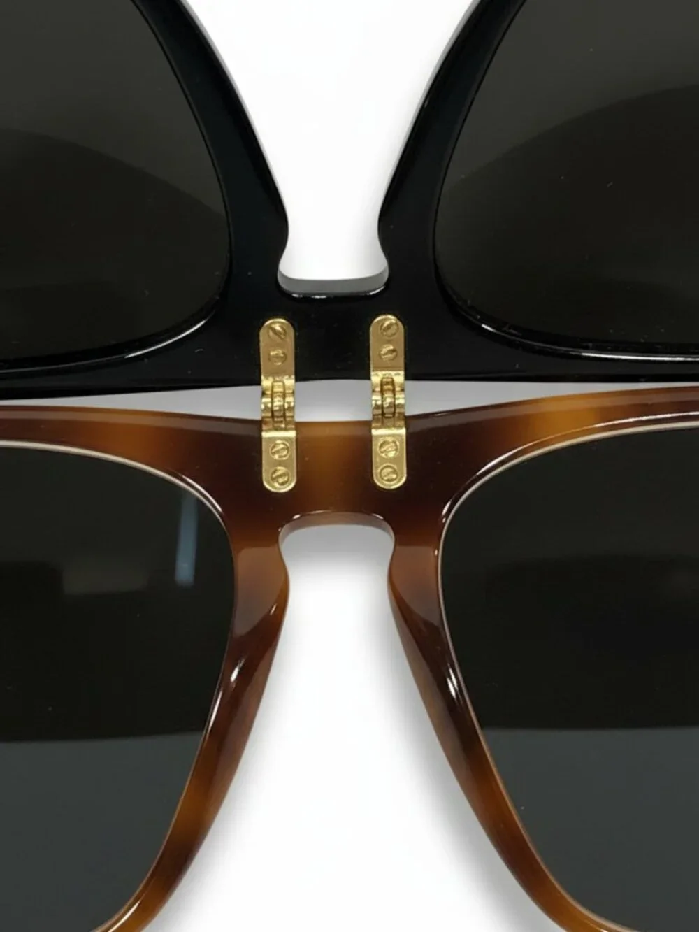 GUCCI GG0087S Flip Up Retro Aviator Sunglasses Black Havana Gold NWT Unisex 56mm